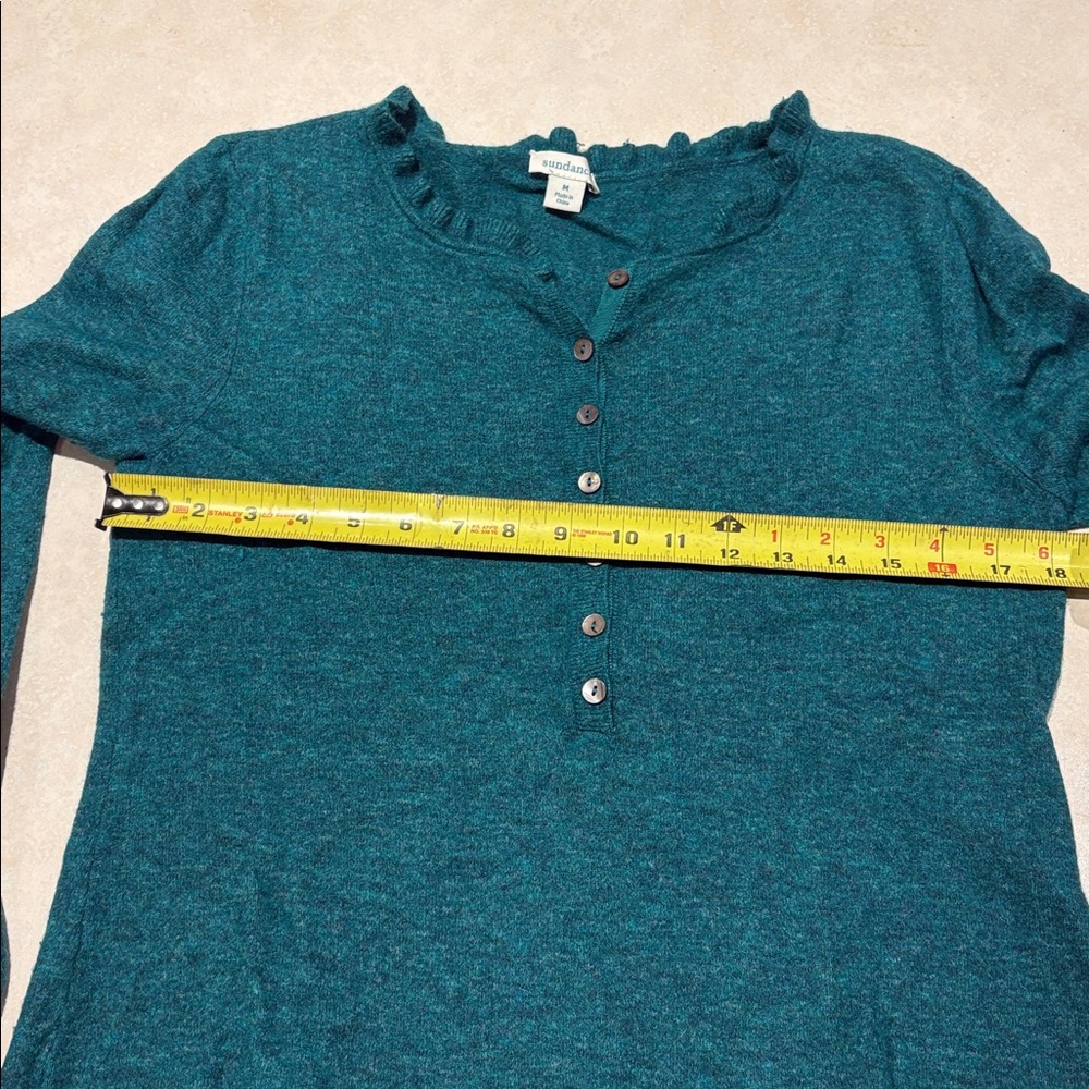 Sundance Teal Long Sleeve Henley Sweater - Picture 4 of 4